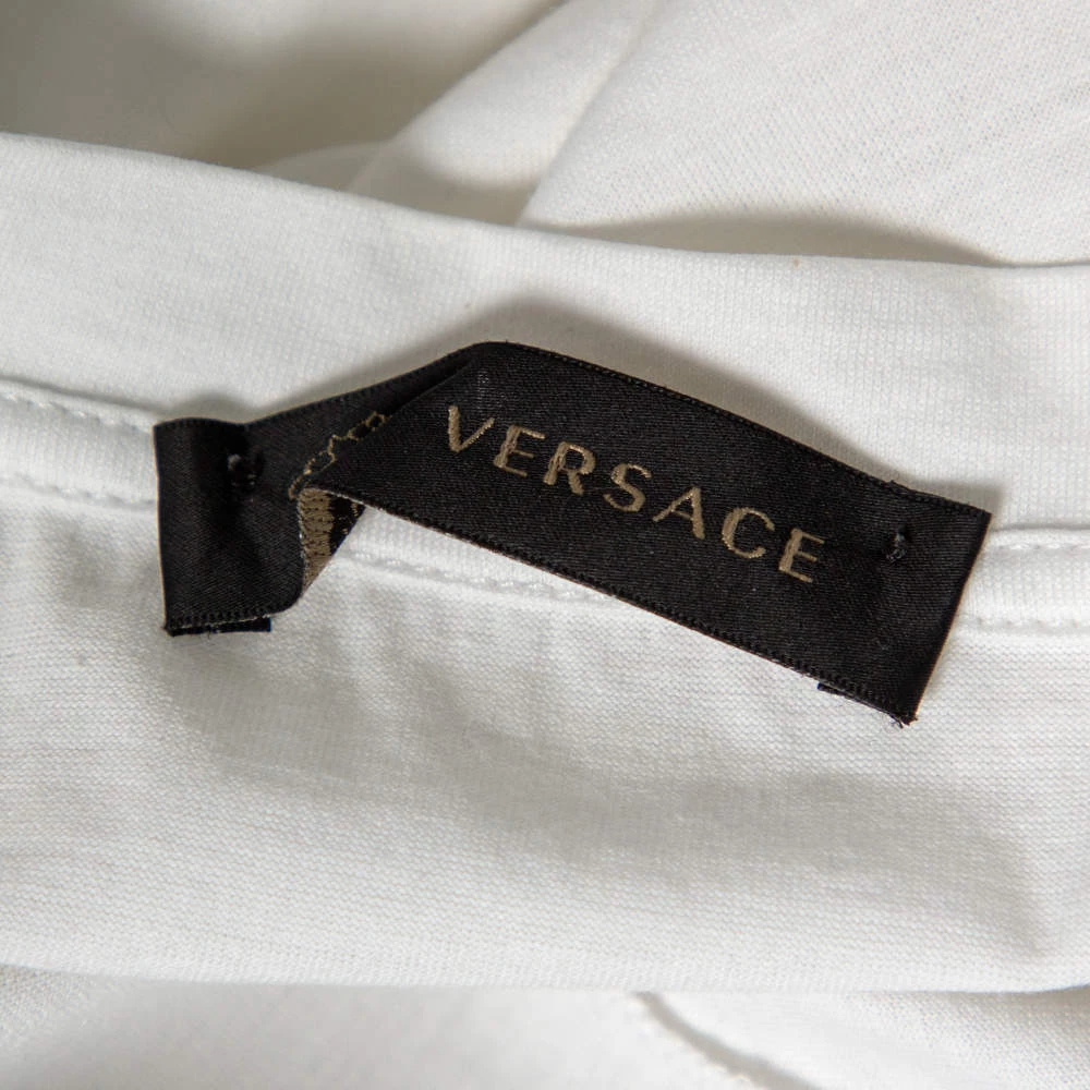 Versace White Printed Cotton Short Sleeve T-Shirt L For Men - Image 4