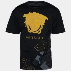 Versace Black Medusa Printed Crew Neck T-Shirt XL For Men