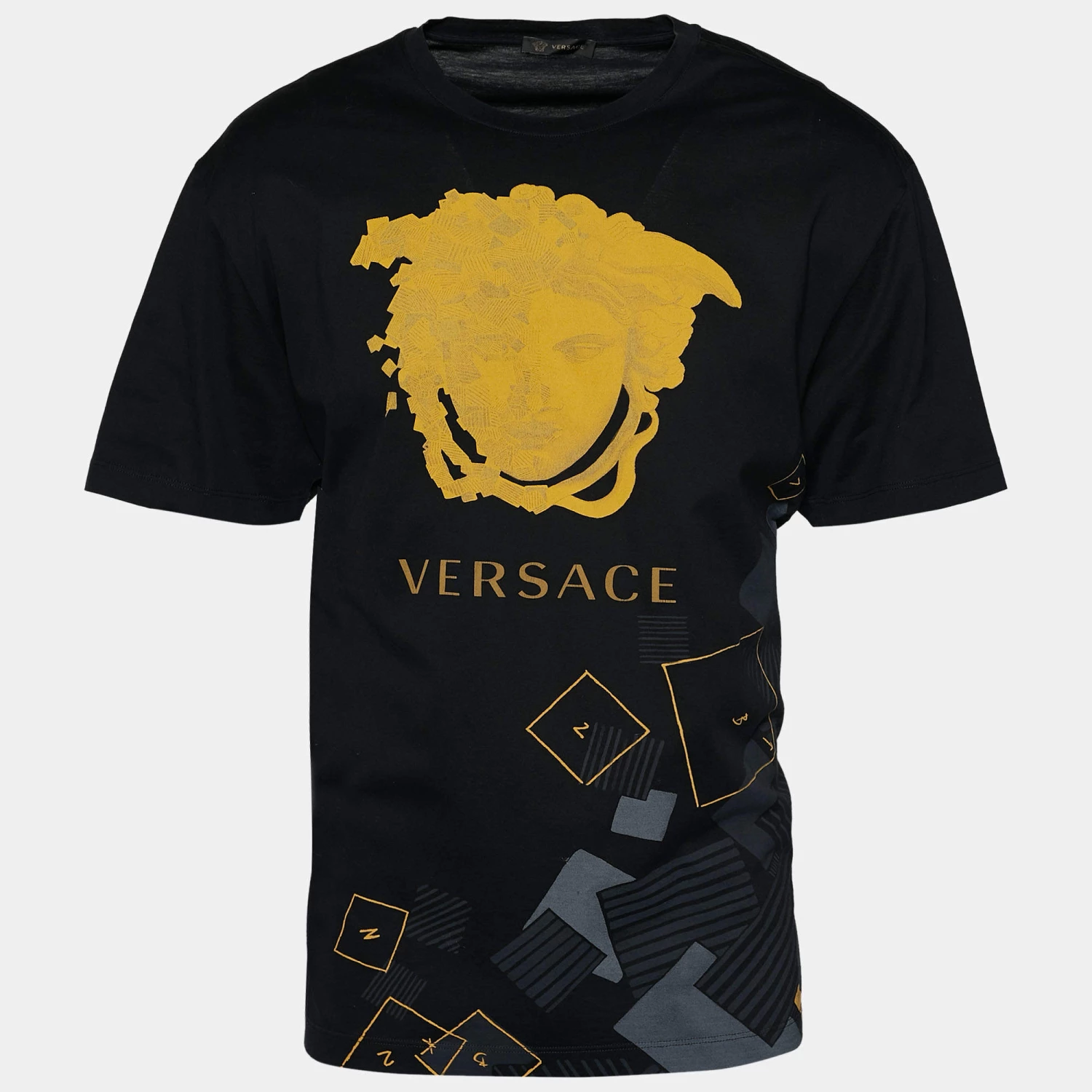 Versace Black Medusa Printed Crew Neck T-Shirt XL For Men