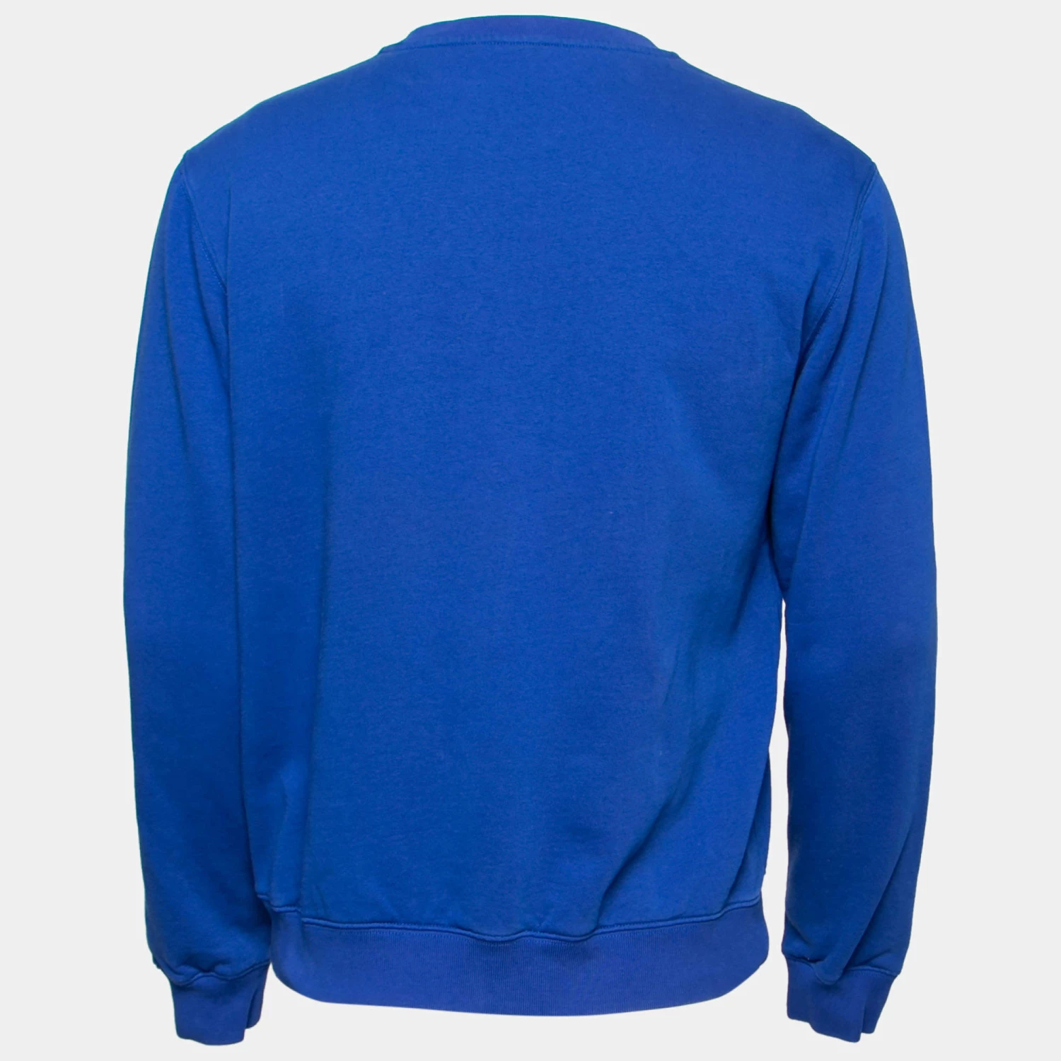 Versace Blue Logo Printed Cotton Crew Neck Sweatshirt M For Men - Image 2