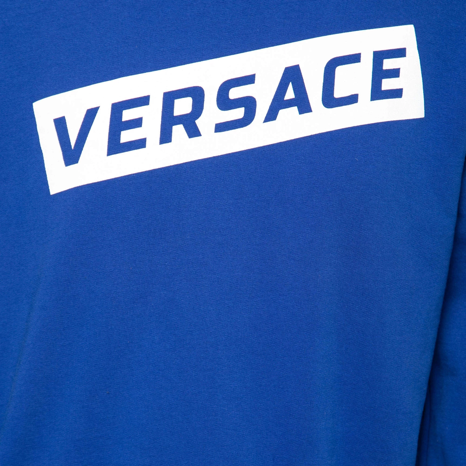Versace Blue Logo Printed Cotton Crew Neck Sweatshirt M For Men - Image 3