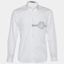 Versace White Medusa Print Cotton Long Sleeve Shirt L For Men