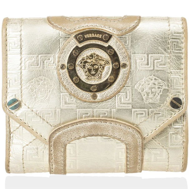 Versace Gold Embossed Leather Wallet For Men