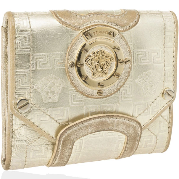 Versace Gold Embossed Leather Wallet For Men - Image 2