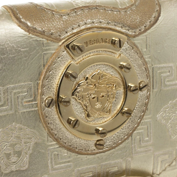 Versace Gold Embossed Leather Wallet For Men - Image 8