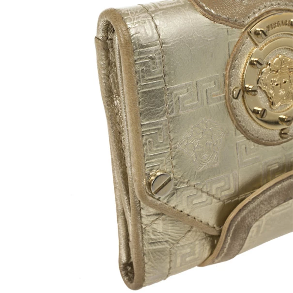 Versace Gold Embossed Leather Wallet For Men - Image 9