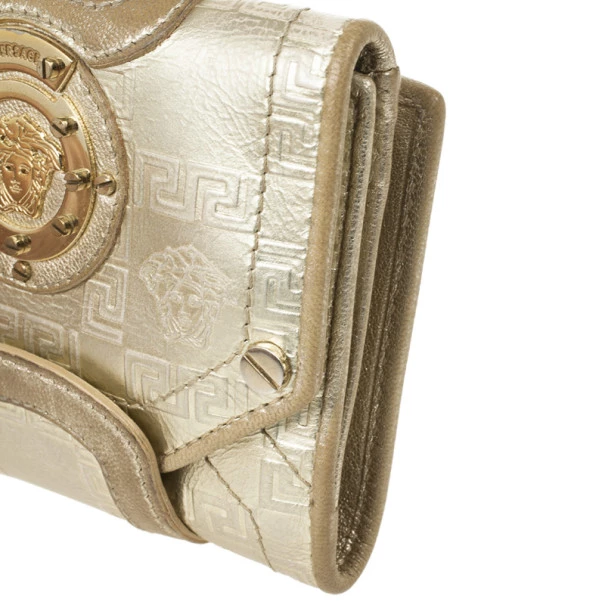 Versace Gold Embossed Leather Wallet For Men - Image 10