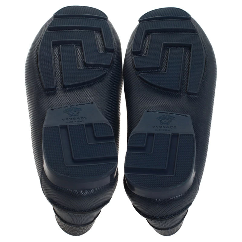 Versace Blue Leather Medusa Detail Slip On Loafers Size 41 For Men - Image 6