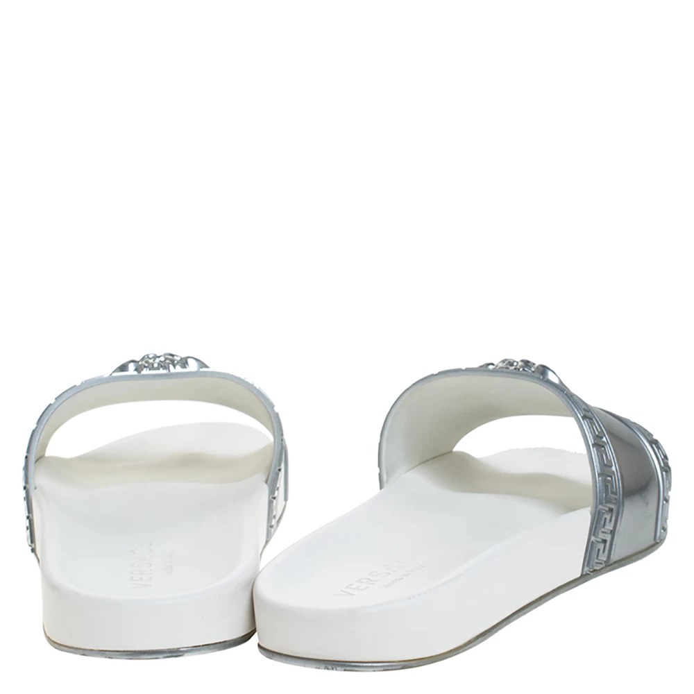 Versace Silver Rubber Medusa Head Slide Sandals Size 43 For Men - Image 5