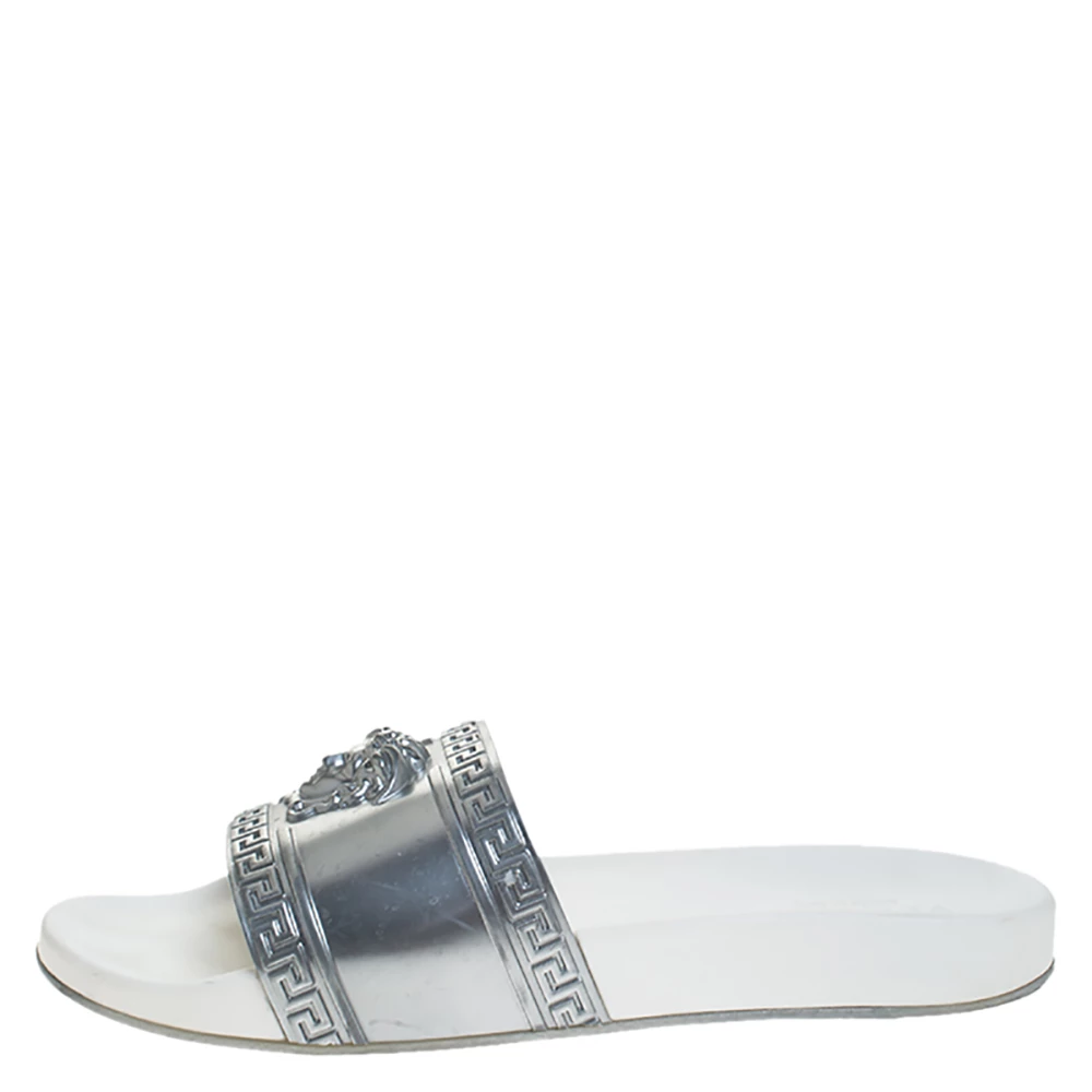 Versace Silver Rubber Medusa Head Slide Sandals Size 43 For Men - Image 2