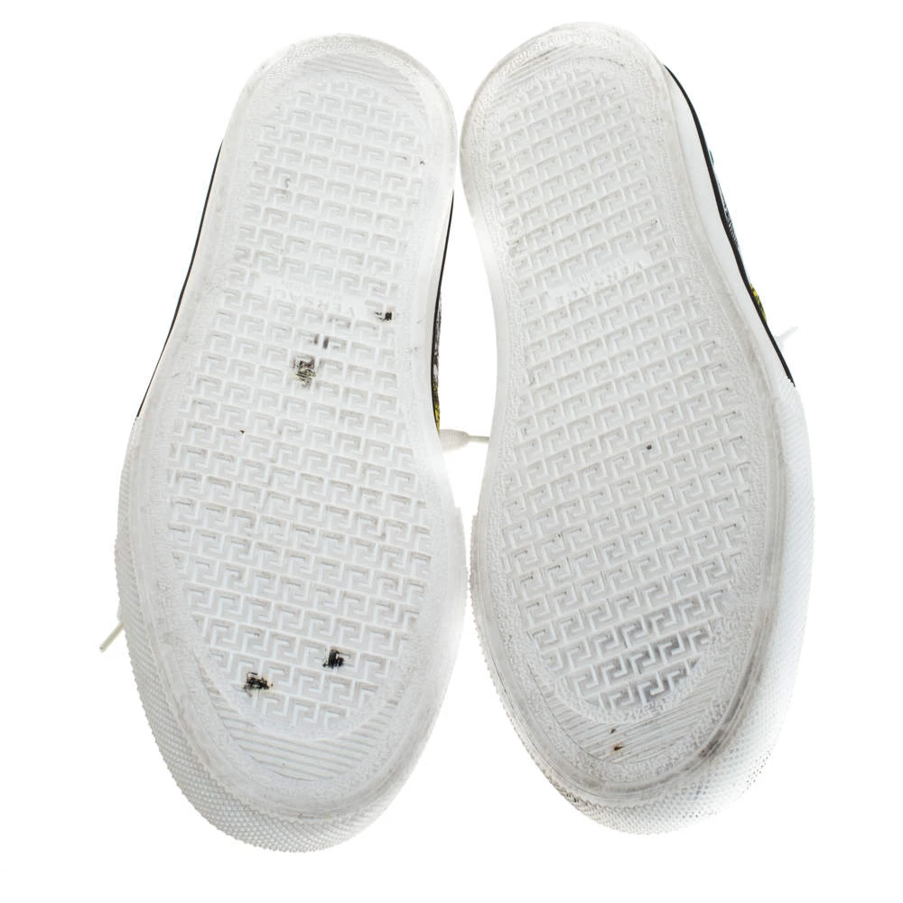 Versace Multicolor Printed Fabric And Suede Trim Low Top Lace Up Sneakers Size 43 For Men - Image 6