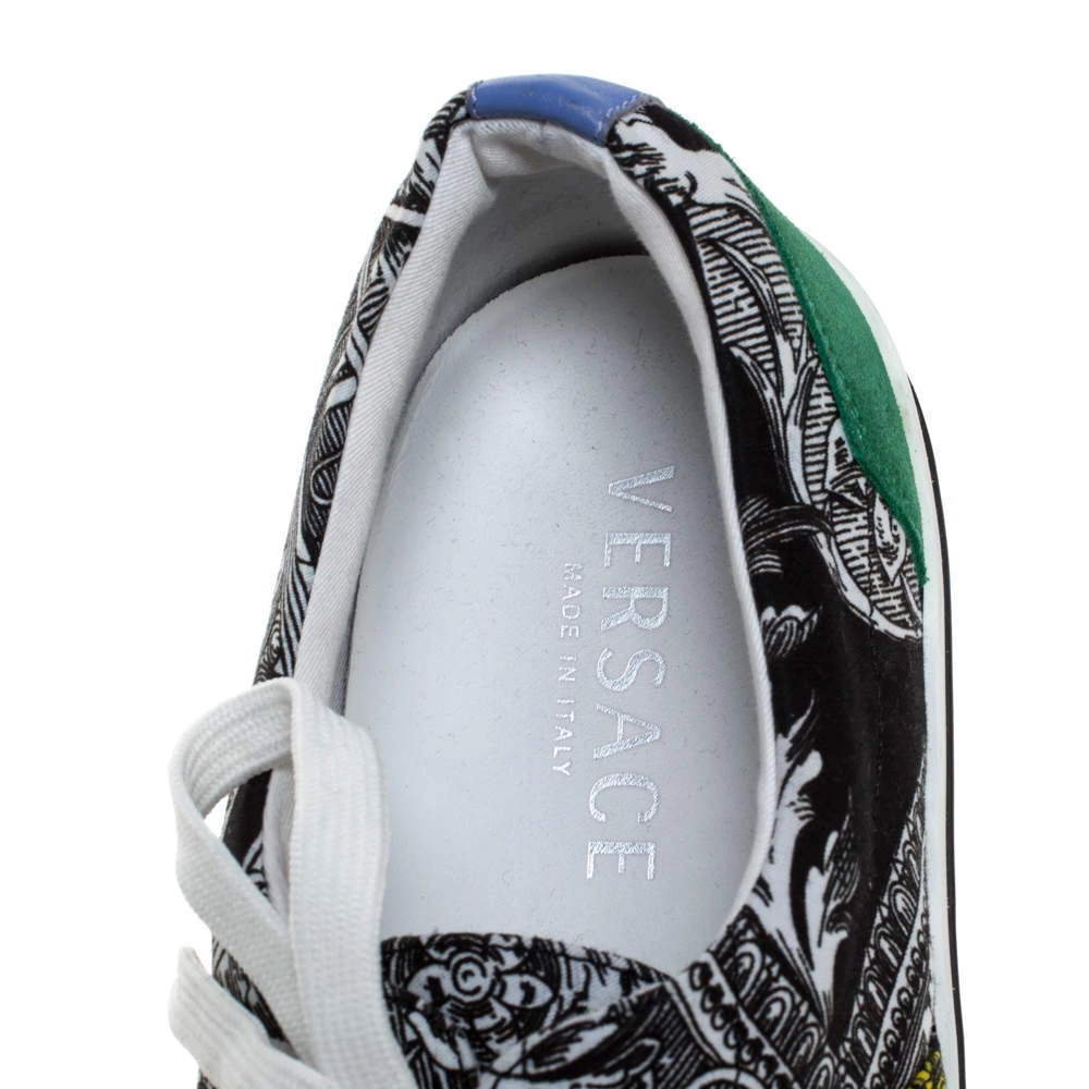 Versace Multicolor Printed Fabric And Suede Trim Low Top Lace Up Sneakers Size 43 For Men - Image 7