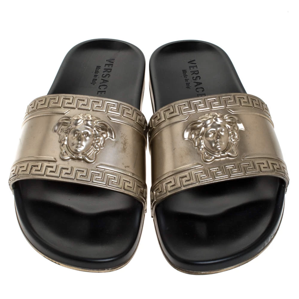 Versace Bronze Rubber Medusa Head Slides Size 43 For Men - Image 3