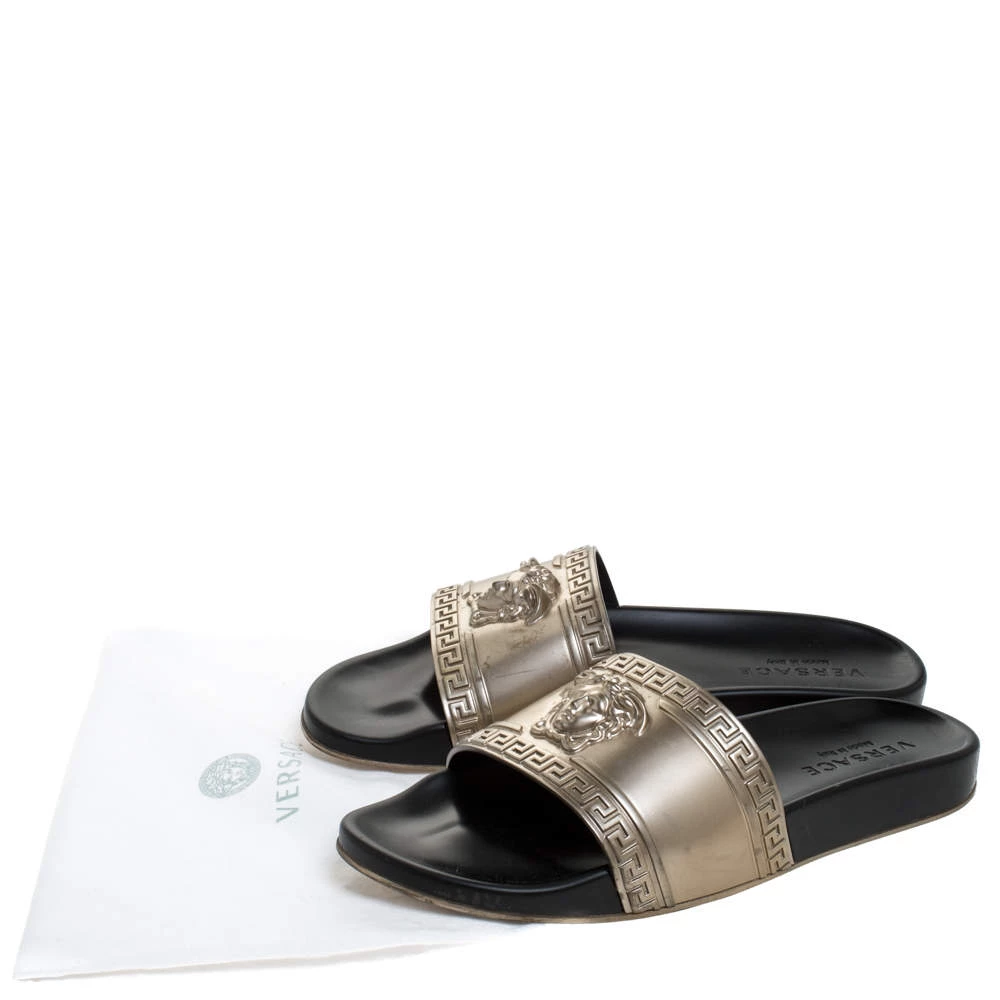 Versace Bronze Rubber Medusa Head Slides Size 43 For Men - Image 8