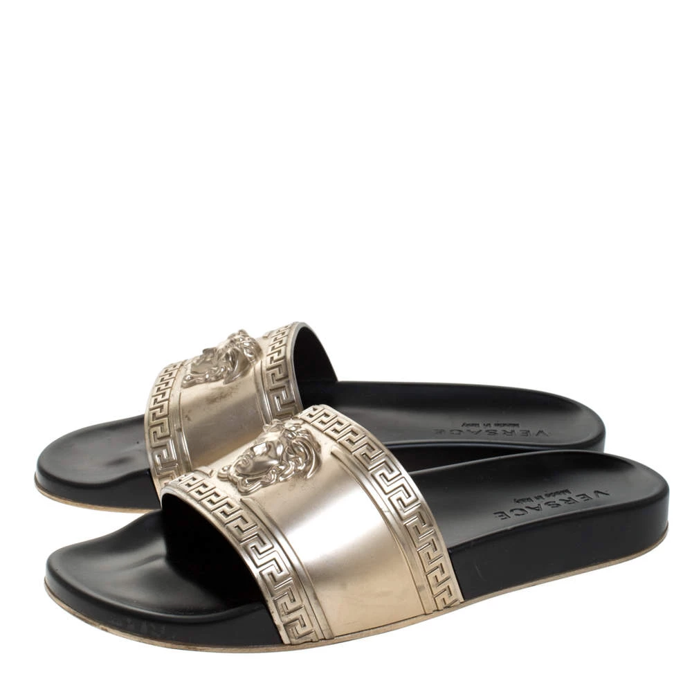 Versace Bronze Rubber Medusa Head Slides Size 43 For Men - Image 4
