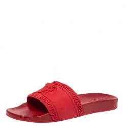 Versace Red Rubber Medusa Head Slides Size 41 For Men