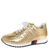 Versace Metallic Gold Leather Low Top Lace Up Sneakers Size 43 For Men
