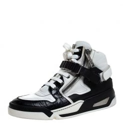 Versace Black/White Leather High Top Sneakers Size 41 For Men