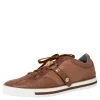 Versace Brown Suede Leather Medusa Low Top Sneakers Size 44 For Men