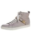 Versace Lilac Leather Medusa Embellished High Top Lace Up Sneakers Size 40 For Men