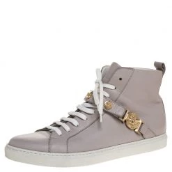 Versace Lilac Leather Medusa Embellished High Top Lace Up Sneakers Size 40 For Men