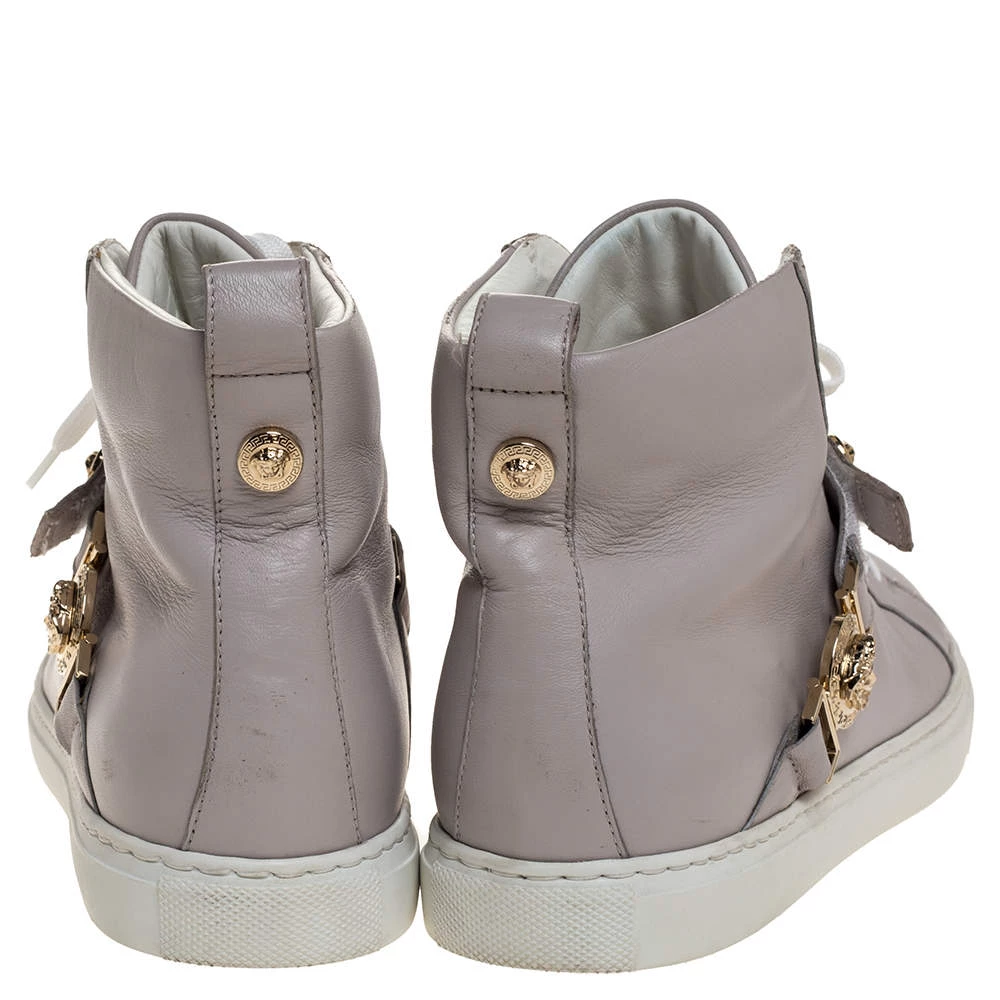 Versace Lilac Leather Medusa Embellished High Top Lace Up Sneakers Size 40 For Men - Image 5