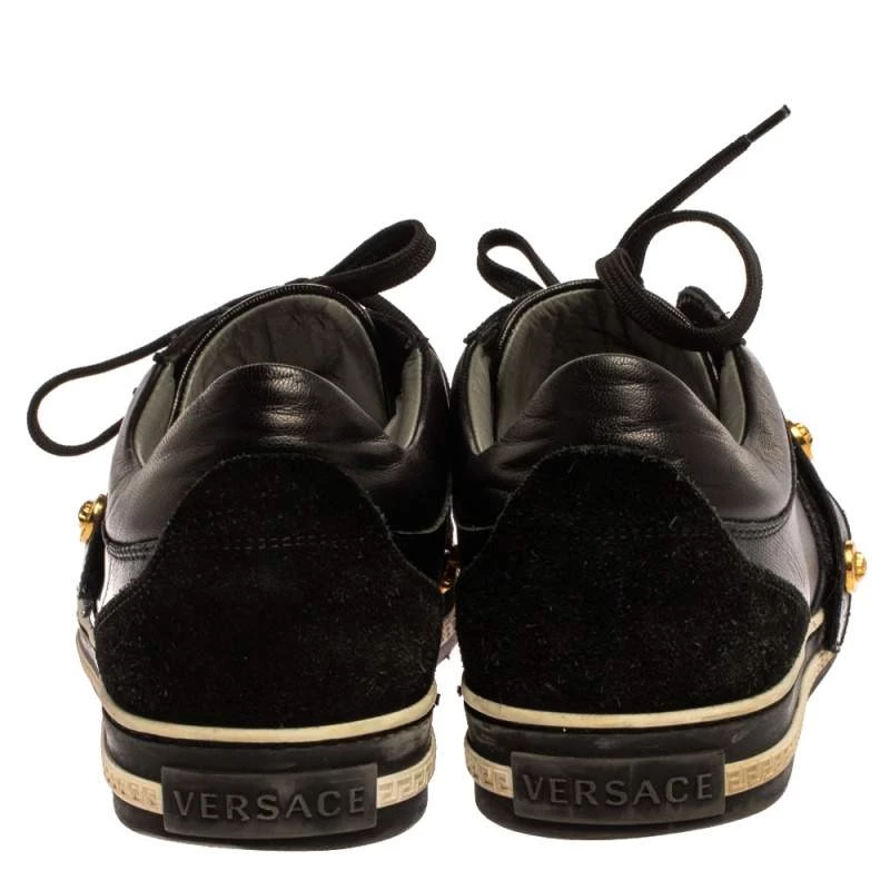 Versace Black Suede And Leather Medusa Low Top Lace Up Sneakers Size 41 For Men - Image 5