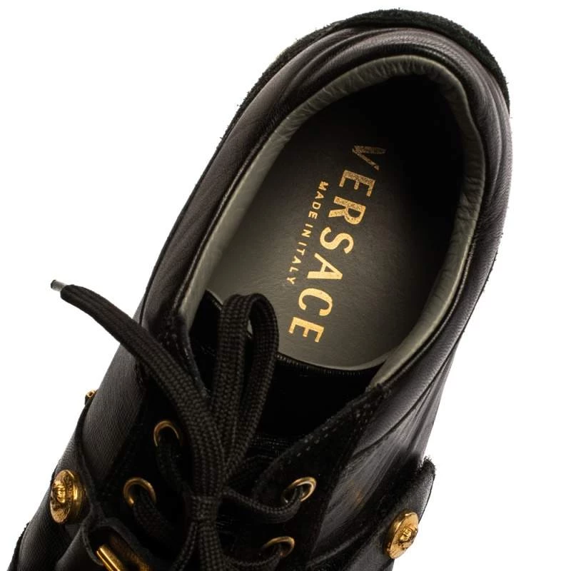 Versace Black Suede And Leather Medusa Low Top Lace Up Sneakers Size 41 For Men - Image 7