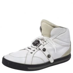 Versace White Leather Medusa High Top Sneakers Size 45 For Men