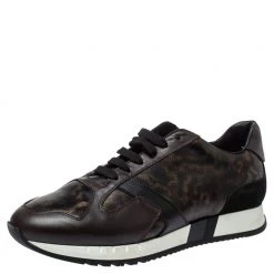 Versace Multicolor Leopard Printed Coated Canvas And Leather Medusa Trainer Sneakers Size 42 For Men