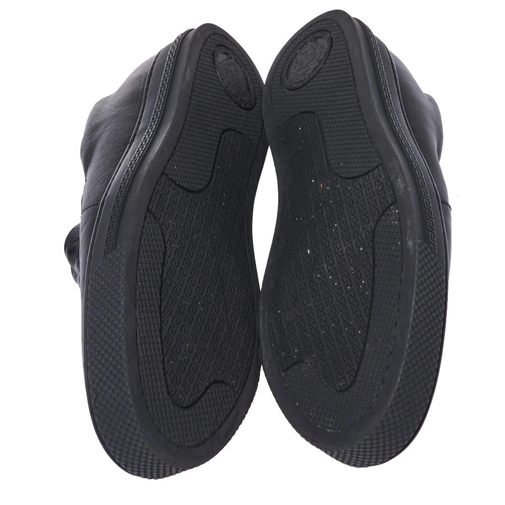 Versace Black Leather Medusa Slip-On Low Top Sneakers Size 40 For Men - Image 6