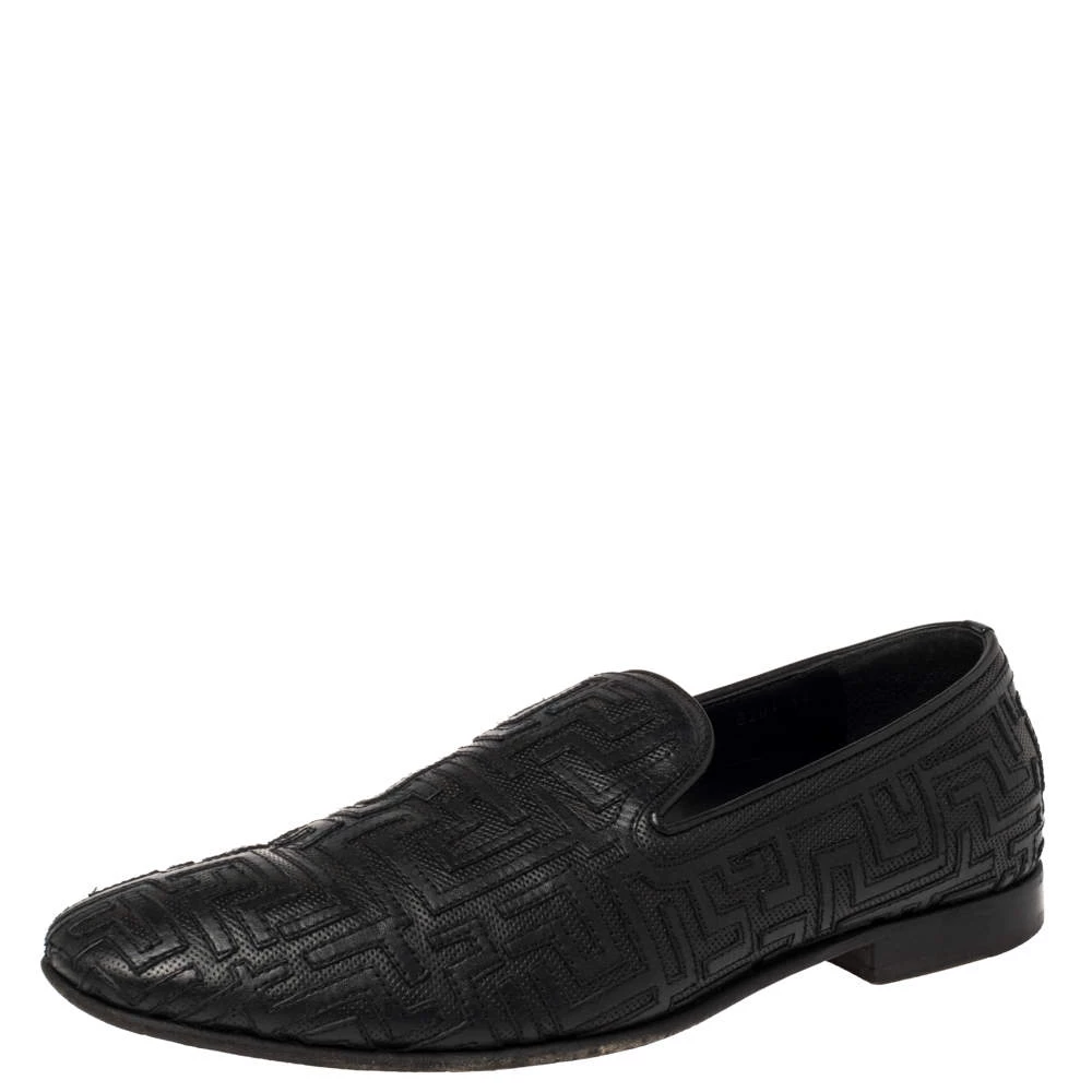 Versace Black Leather Smoking Slippers Size 42 For Men