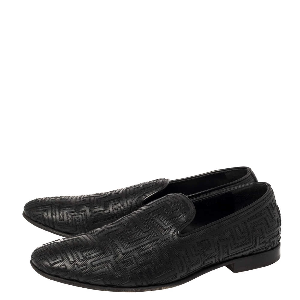 Versace Black Leather Smoking Slippers Size 42 For Men - Image 4