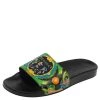 Versace Green Printed Leather Slide Sandals Size 43 For Men