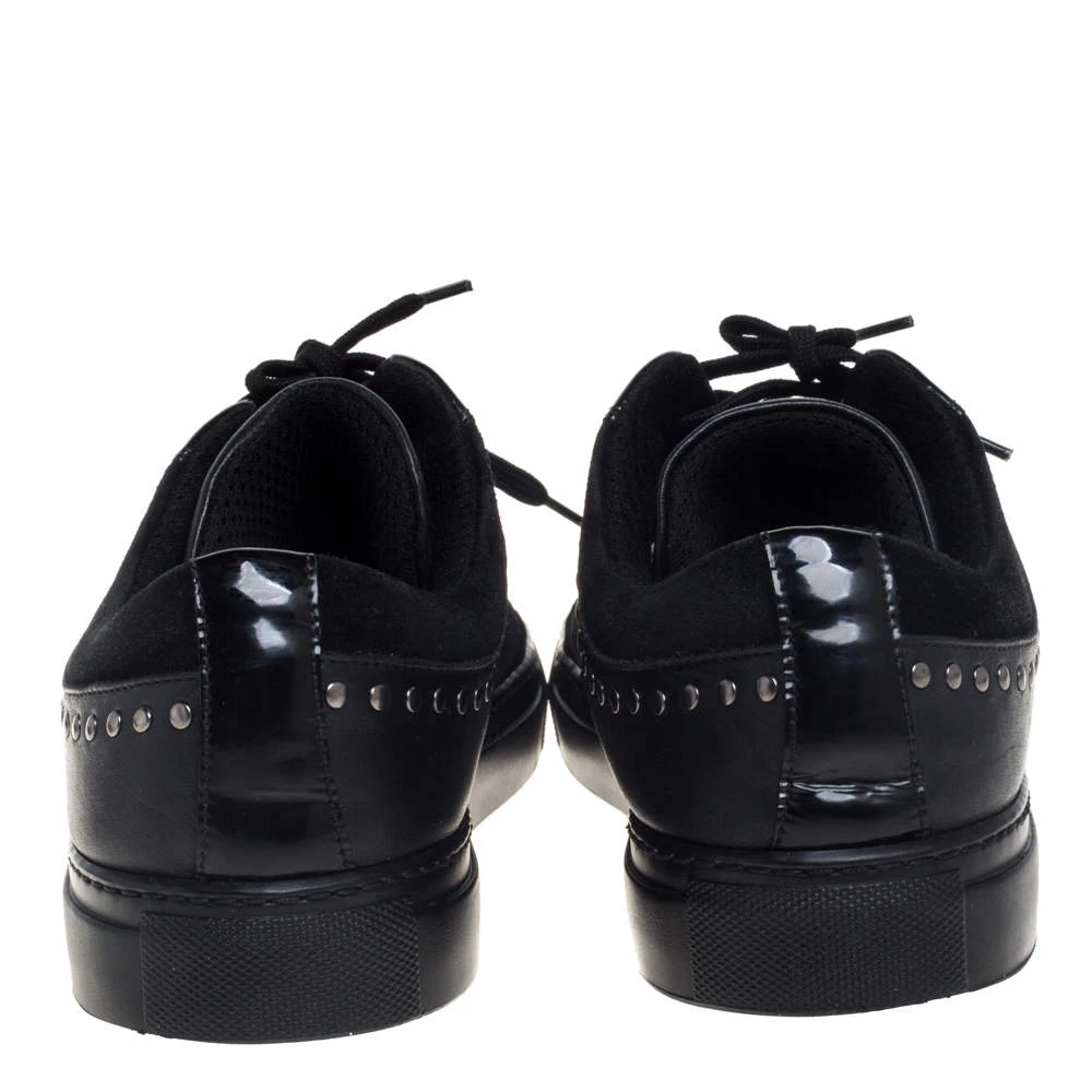 Versace Black Leather And Suede Medusa Studded Low Top Sneakers Size 43 For Men - Image 5