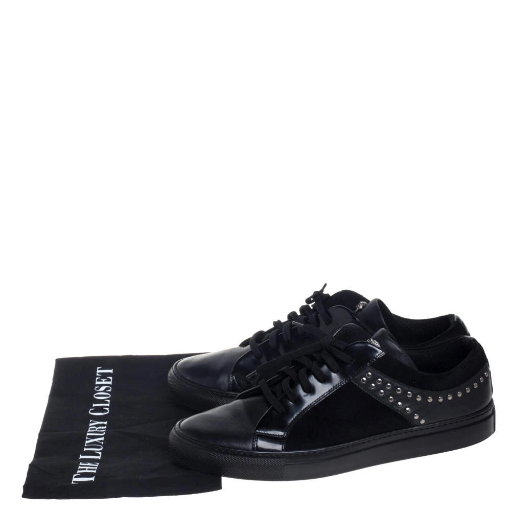 Versace Black Leather And Suede Medusa Studded Low Top Sneakers Size 43 For Men - Image 8