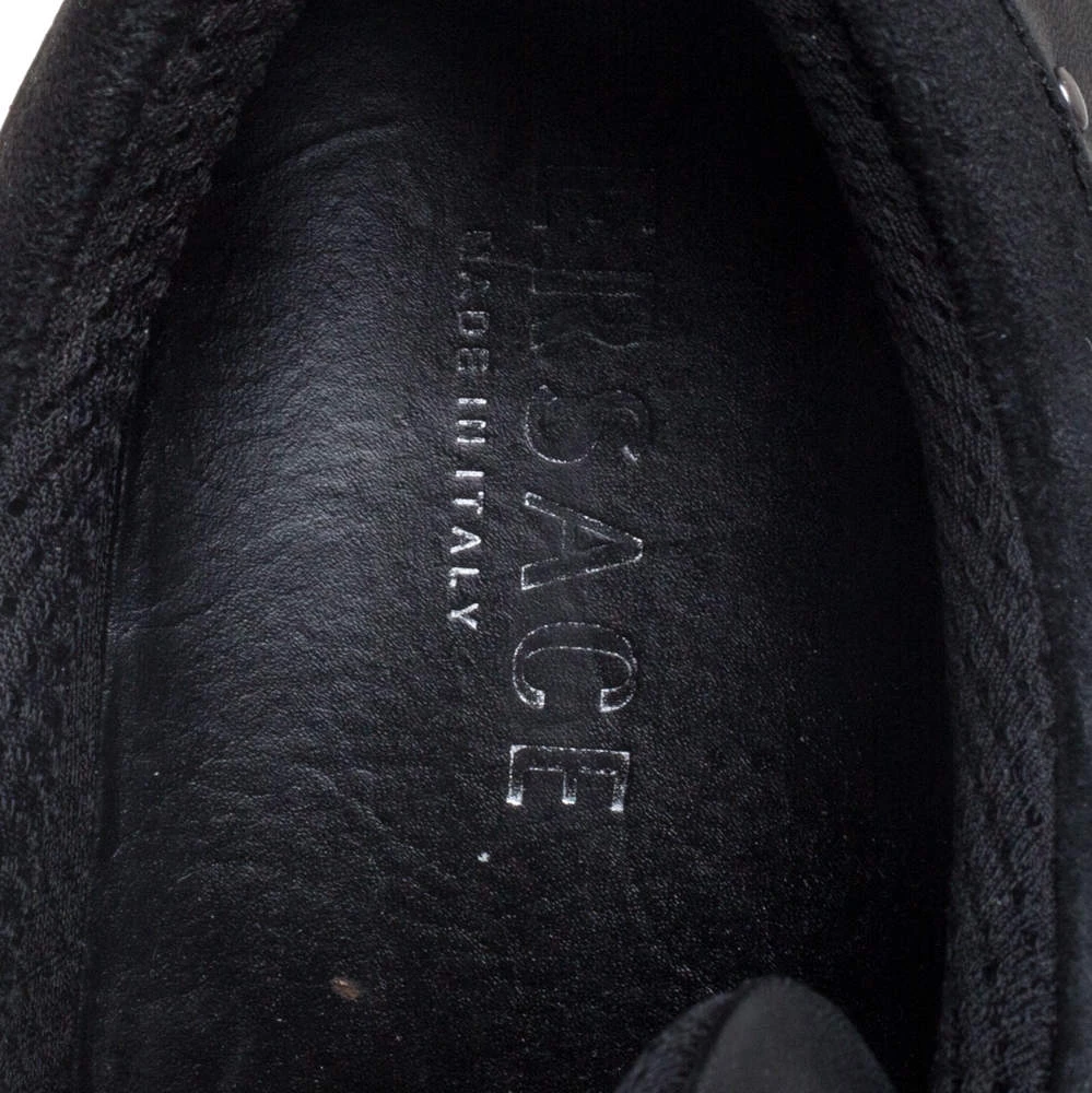 Versace Black Leather And Suede Medusa Studded Low Top Sneakers Size 43 For Men - Image 7