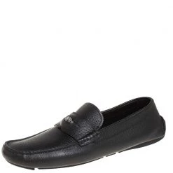 Versace Black Leather Medusa Loafers Size 43 For Men