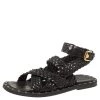 Versace SS21 Black Leather Braided Sandals Size 42 For Men