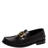 Versace Black Leather Metal Logo Slip On Loafers Size 41 For Men