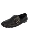 Versace Black Leather Slip On Loafers Size 43.5 For Men