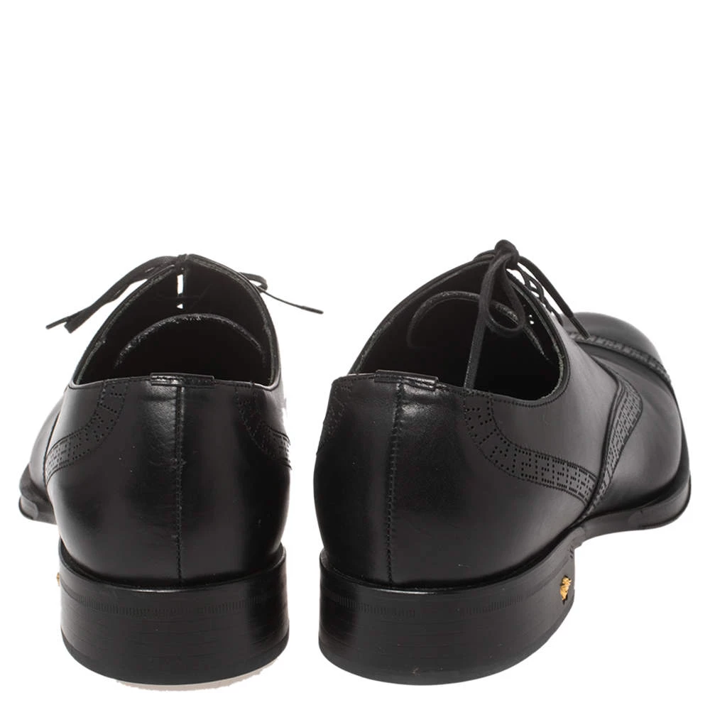 Versace Black Leather Medusa Heel Lace Up Oxfords Size 42 For Men - Image 5