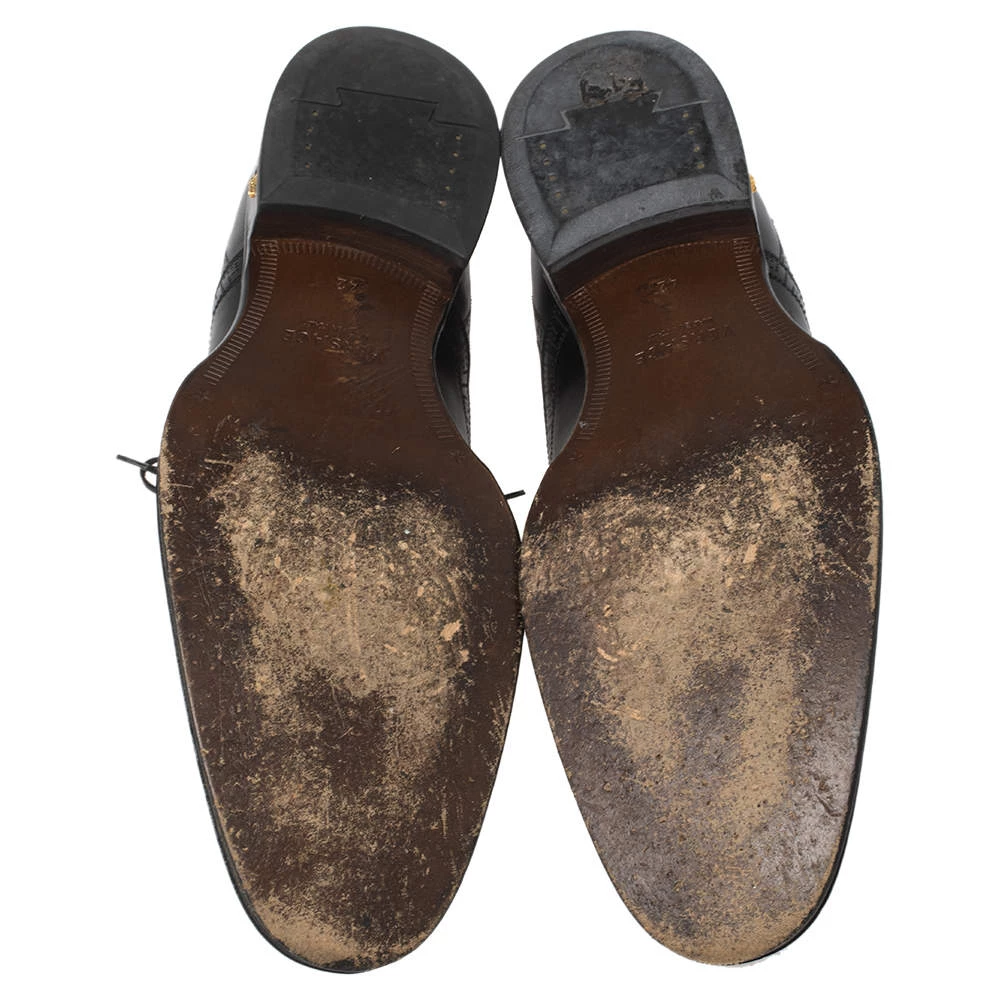 Versace Black Leather Medusa Heel Lace Up Oxfords Size 42 For Men - Image 6