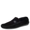 Versace Black Suede Slip On Loafers Size 46 For Men