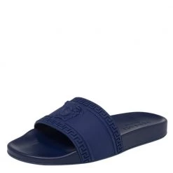 Versace Black Rubber Medusa Head Flat Slides Size 41 For Men