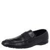 Versace Black Leather Slip On Loafers Size 44 For Men