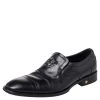Versace Black Leather Medusa Embellished Slip On Oxford Size 40 For Men