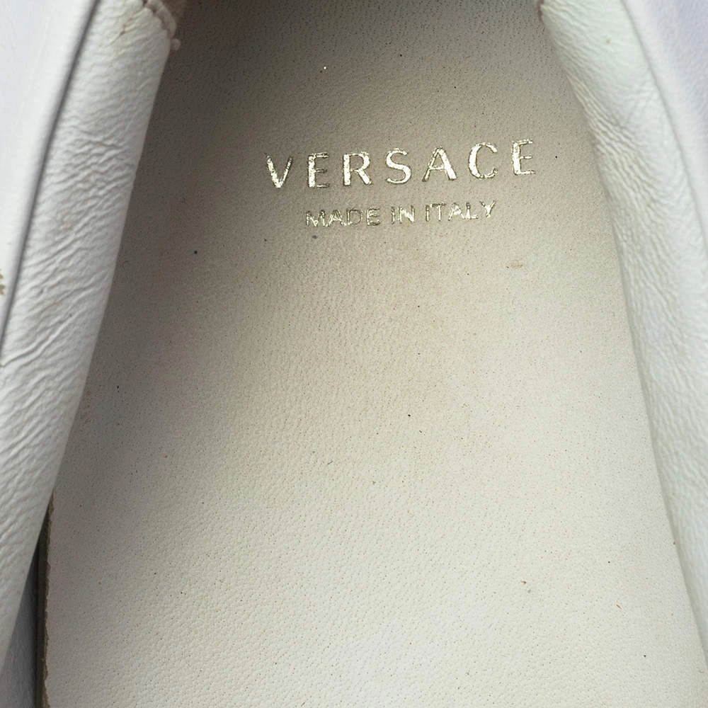 Versace White Leather Palazzo Medusa Slip-On Sneakers Size 39 For Men - Image 7