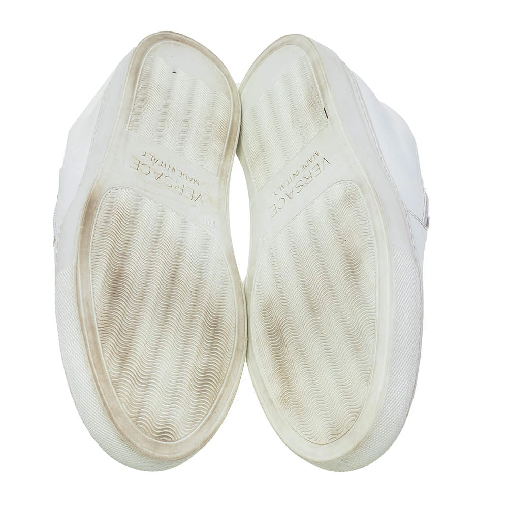 Versace White Leather Palazzo Medusa Slip-On Sneakers Size 39 For Men - Image 6