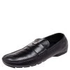 Versace Black Leather Penny Slip On Loafers Size 45 For Men
